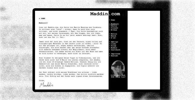 Screenshot meiner Website von anno dazumal